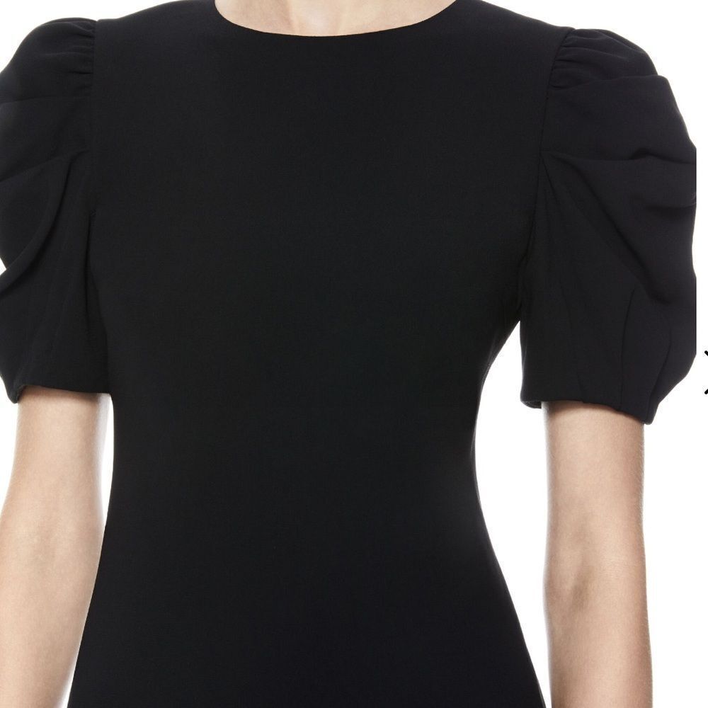 Alice + Olivia Hanita Puff Sleeve Black Dress Size 4 - Picture 4 of 11